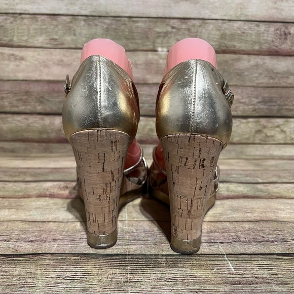 Coach Joslin Gold Wedge Sandals - Picture 2 of 8